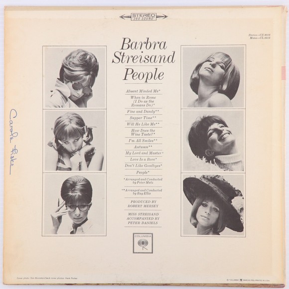 Barbra Streisand, People 1964 Stereo 12" Vinyl LP Record Pitman Pressing CS 9015 - Picture 2 of 12